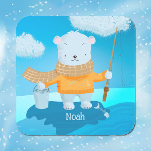 Personalizado Cuidada Pesca Pegatinas de oso polar
