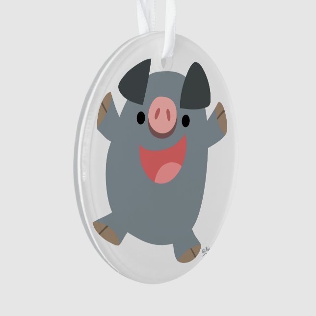 Personalizado Cute Bouncy Cerdo Ornamento Acrílico (Anverso)