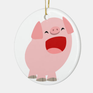 Personalizado Cute Cantando Ornamento de Cerdo
