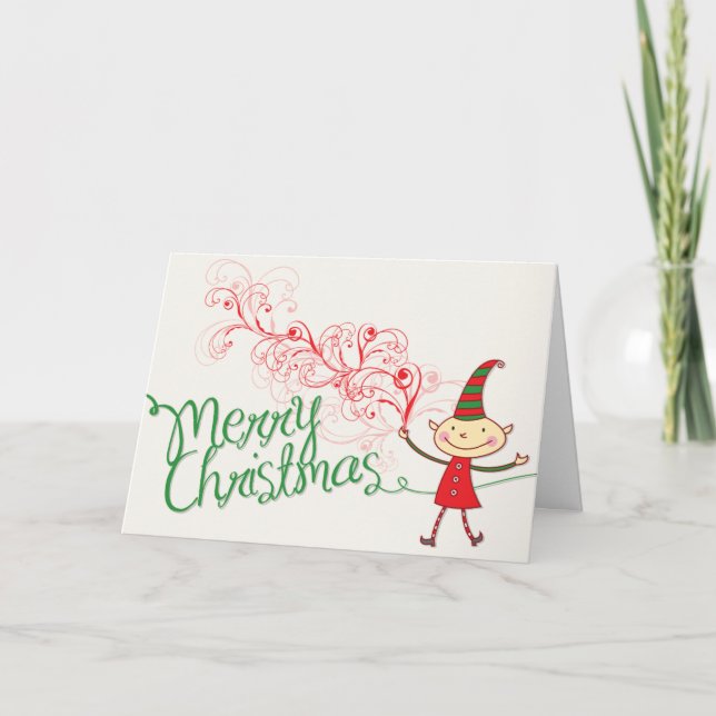 Personalizado Cute Elf Magnífica Feliz Navidad (Anverso)