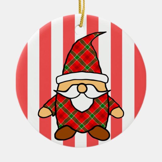 Personalizado Cute Gnome Dibujo Ornamento Cerámico (Frente)