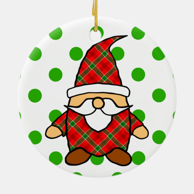 Personalizado Cute Gnome Dibujo Ornamento Cerámico (Atrás)