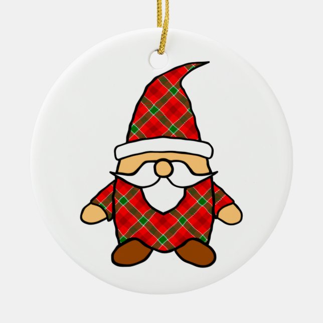 Personalizado Cute Gnome Dibujo Ornamento Cerámico (Frente)