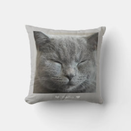 Personalizado Cute Gray Kitty face Photo Cojín dec