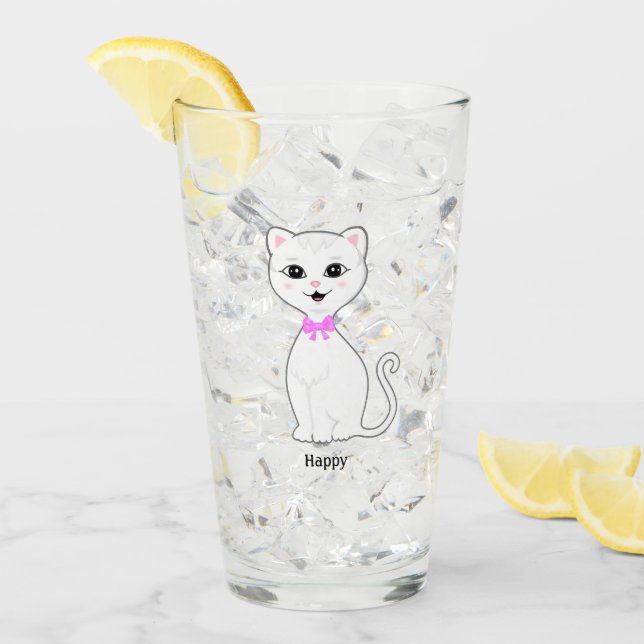 Personalizado Cute Happy White Cat (Anverso (hielo))