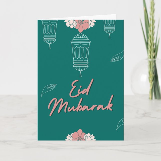 Personalizado Cute Moderna Tarjeta De Eid Mubarak  (Anverso)