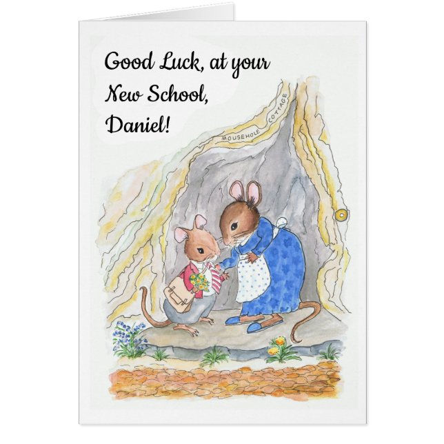 Personalizado Cute Mouse Buena Suerte Nueva Escuel (Frente)