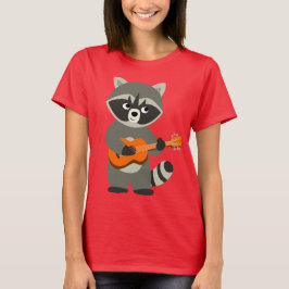 Personalizado Cute Raccoon Tocando Camiseta De Gui