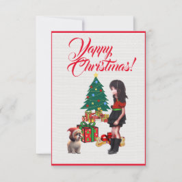 Personalizado Cute Shih Tzu Con Tarjeta De Navidad