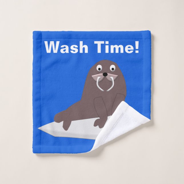 Personalizado Cute Wash Time Walrus (Toallita)