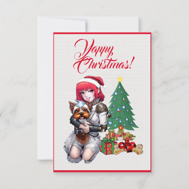Personalizado Cute Yorkie Dog Con Tarjeta De Navid (Anverso)