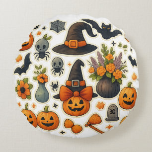 Personalizado Cuto Patrón Halloween Almohada redon