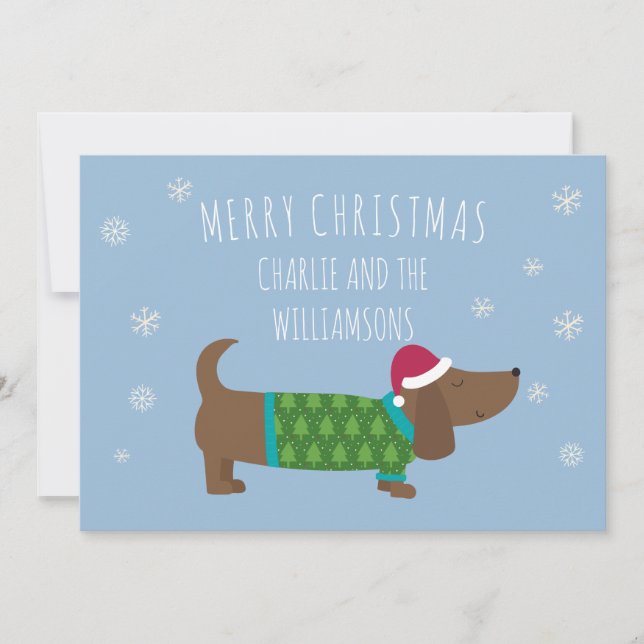 Personalizado Dachshund Perro Feliz Navidad (Anverso)
