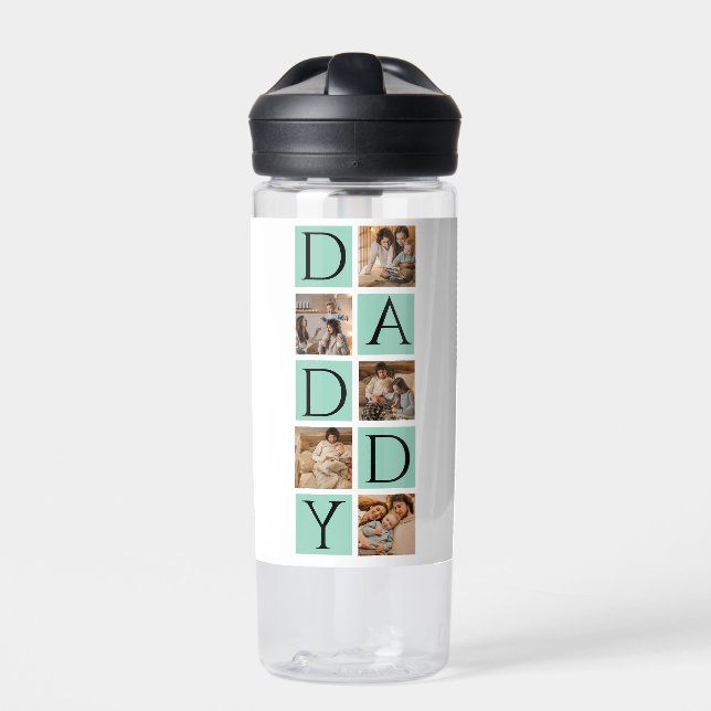 Personalizado Daddy Collage de fotos Botella de ag (Delante)