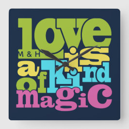 Personalizado de amor mágico reloj de pared monogr