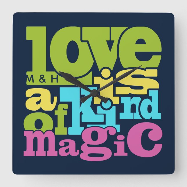 Personalizado de amor mágico reloj de pared monogr (Anverso)