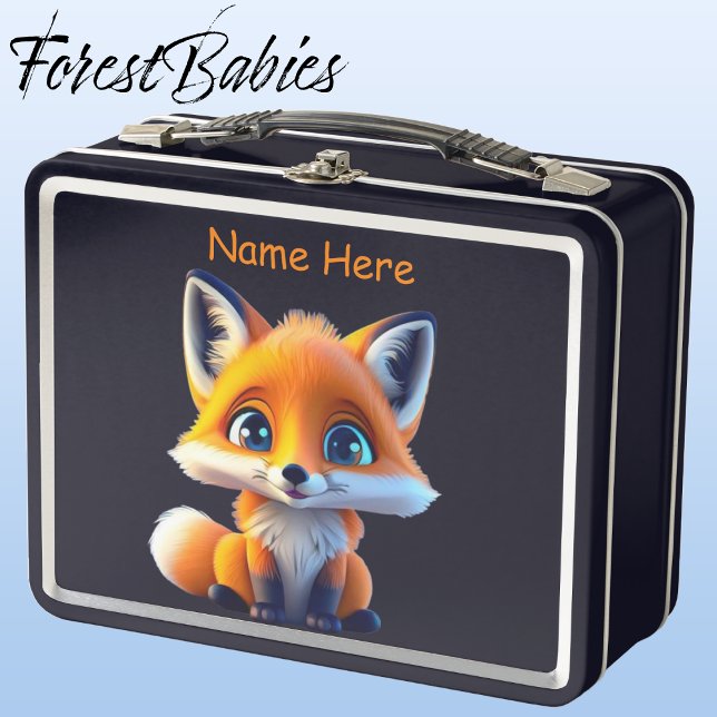 Personalizado de animales salvajes Infantil Fox (🦊 Red Fox, Black ForestBabies Lunch Box)