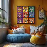 Personalizado de arte pop Tiger Grid Fun Wall Art<br><div class="desc">Esta vibrante y divertida rejilla de tigre personalizado de arte pop cuenta con una colección de tigres expresivos de colores vivos y llamativos. Perfecto para los amantes de los animales o como una extravagante adición a cualquier espacio, este alegre y moderno arte mural es ideal para habitaciones para niños, decoración...</div>