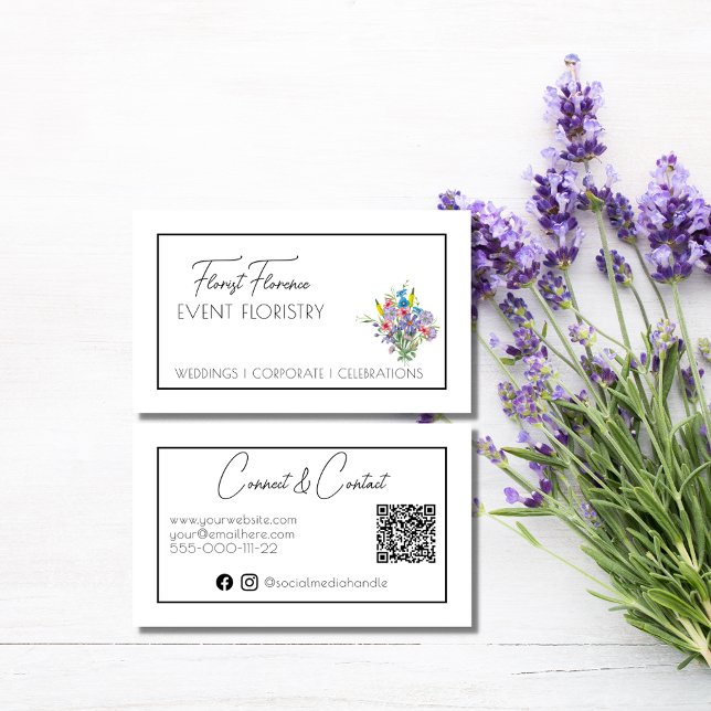 Personalizado de Bonito floral Código QR Tarjeta d (Blooming beautiful floral buisness cards)