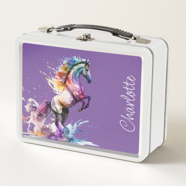 Personalizado de caballo arcoiris rosa y morado (Anverso)