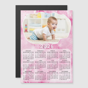 Personalizado de calendario magnético rosa 2026