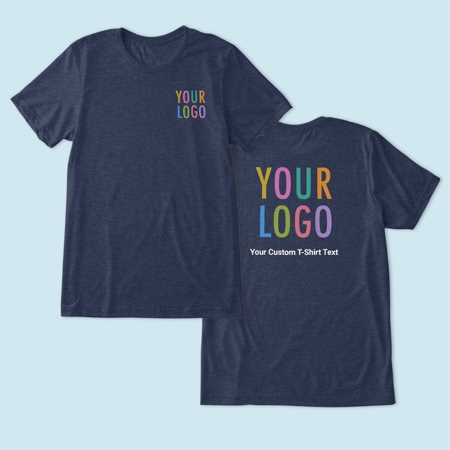 Personalizado de camisetas azul de la Marina Premi (MISOOK Men’s Navy Blue T-Shirt with Chest Logo & Back Logo)