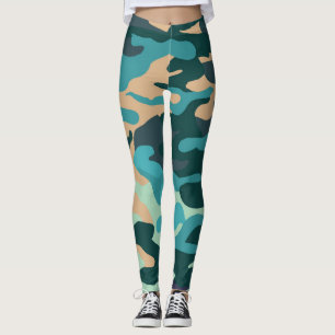 Personalizado de camuflaje Leggings Azul, Verde