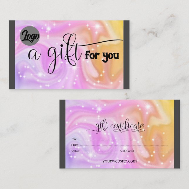 Personalizado de certificados de regalo (Anverso / Reverso)