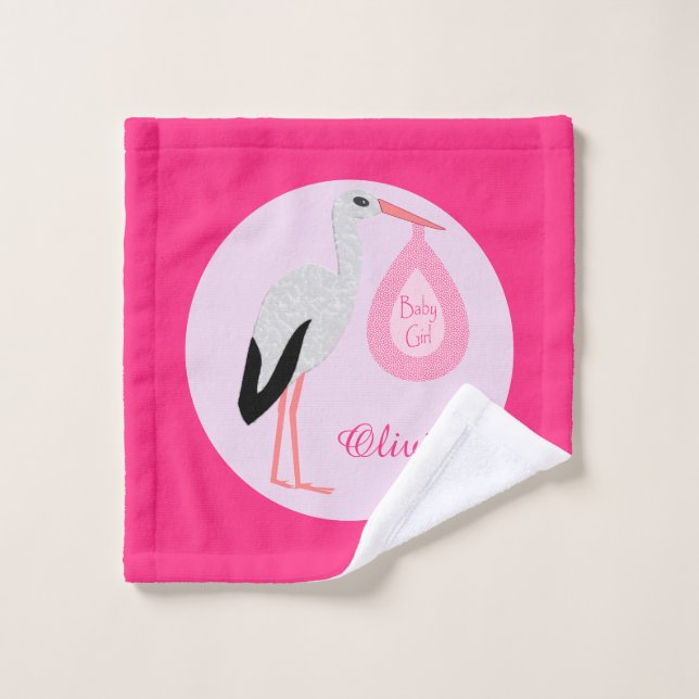 Personalizado de cigüeñas bebé rosada bonito (Toallita)