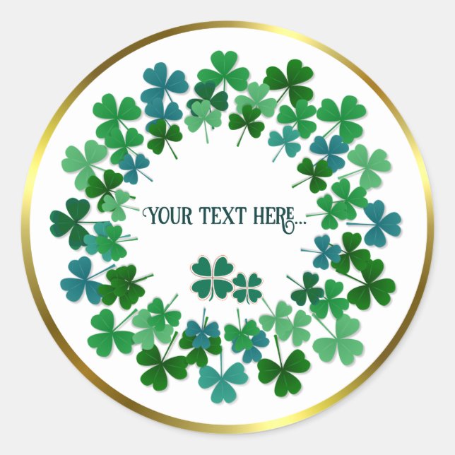Personalizado de círculo de Shamrock Pegatina redo (Anverso)