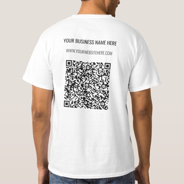 Personalizado de código QR Texto Camiseta comercia (Reverso)