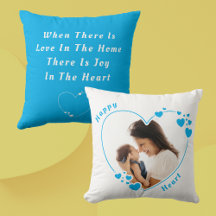 Personalizado de corazón feliz cita foto almohada