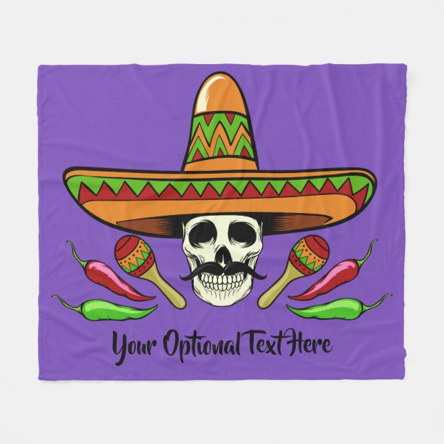 Personalizado de cráneo mexicano de texto y mantas (Frente (Horizontal))