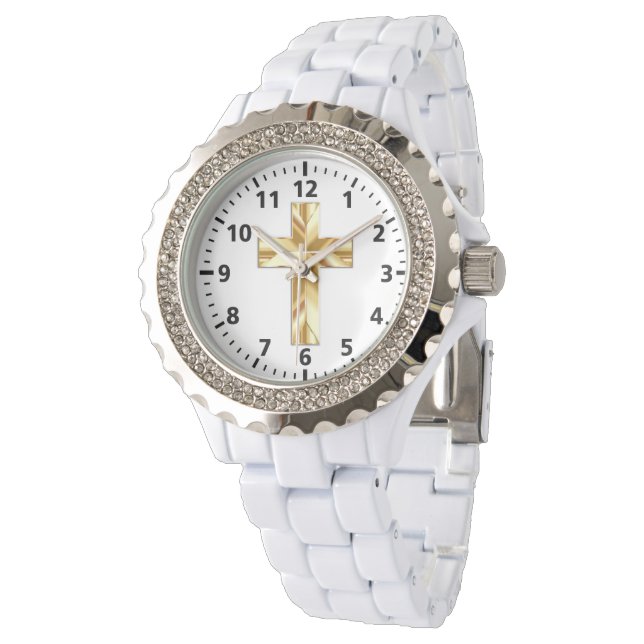 Personalizado de cruces de oro reloj de esmalte bl (Angular)