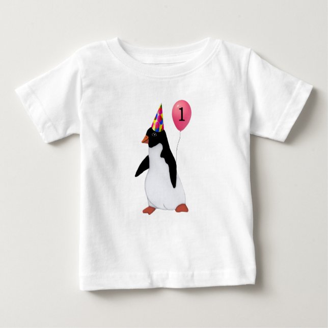 Personalizado de cumpleaños Edad Camisa Pingüino (Anverso)