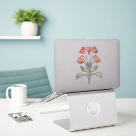 Personalizado de dibujo rojo floral Pegatina de vi