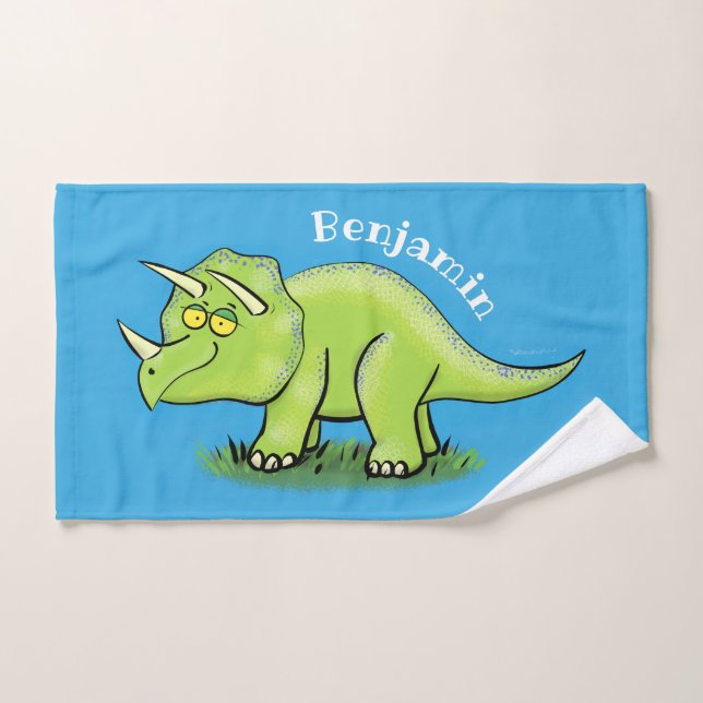 Personalizado de dinosaurios de triceratops verde  (Toalla de mano)