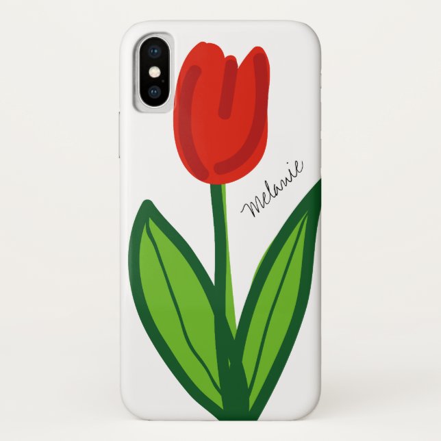 Personalizado de diseño de flor tulipán rojo funda (Reverso)
