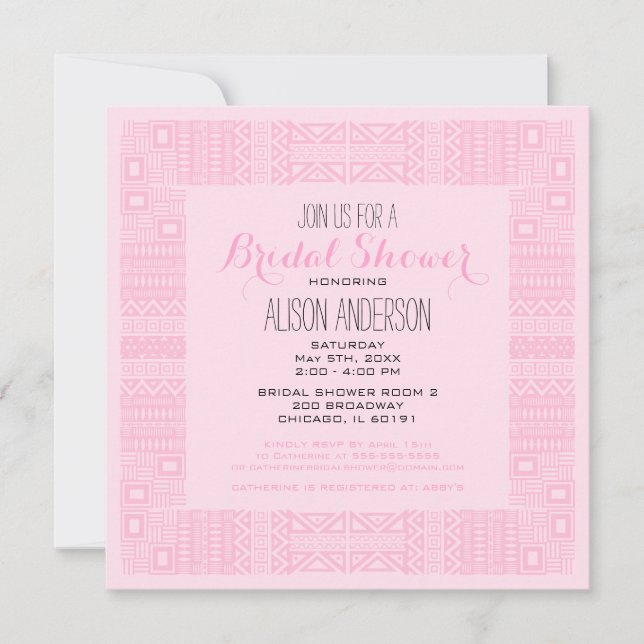 Personalizado de diseño étnico Invitación a ducha  (Anverso)