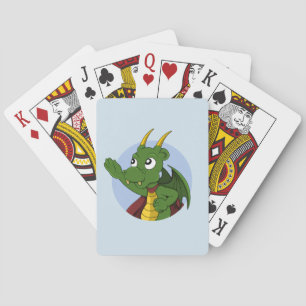 Personalizado de dragón verde jugando cartas
