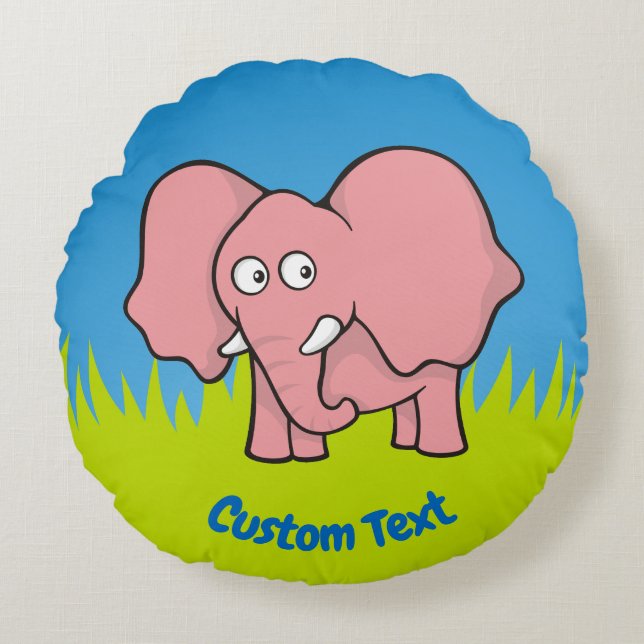 Personalizado de elefante rosa almohada redonda (Anverso)