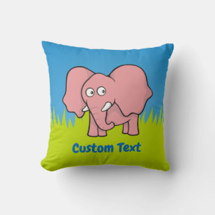 Personalizado de elefante rosa tirando almohada