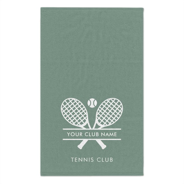 Personalizado de equipo de tenis con nombre de clu (Lawn Tennis Club Sage Green White Logo Hand Towel)