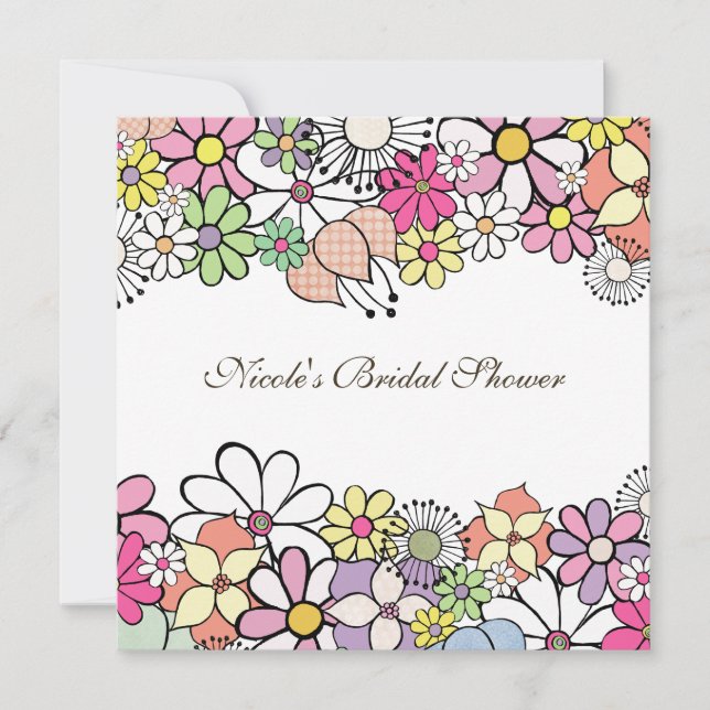 Personalizado de flores brillantes Invitación a du (Anverso)
