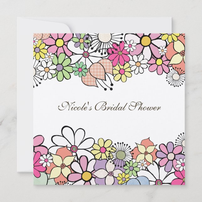 Personalizado de flores brillantes Invitación a du (Anverso)
