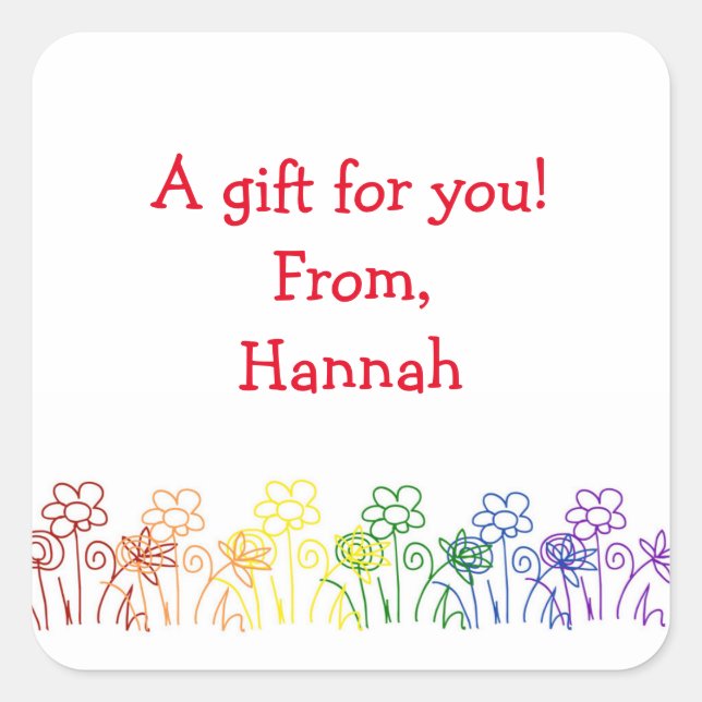 Personalizado de flores de arcoiris Pegatinas de r (Anverso)