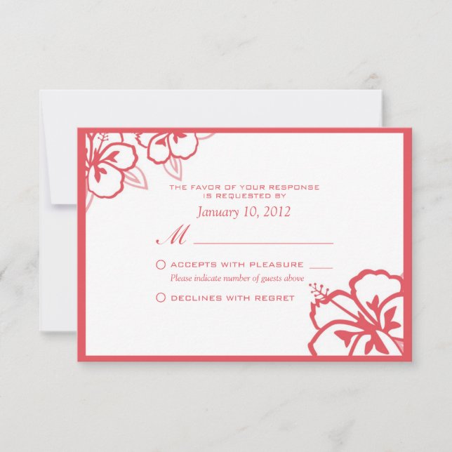 Personalizado de flores de Hibiscus blanco RSVP (Anverso)