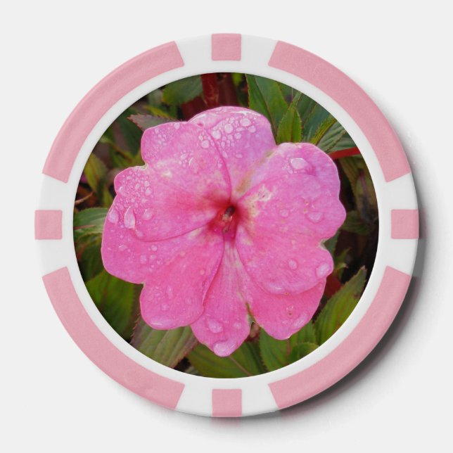 Personalizado de flores rosadas fichas de póquer (Anverso)