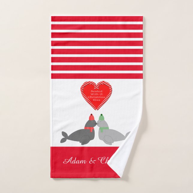 Personalizado de focos de besos de Navidades íntim (Toalla de mano)