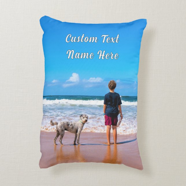 Personalizado de foto almohada con texto (Atrás (Vertical))